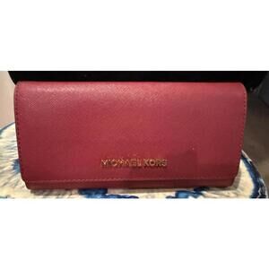Michael Kors Red Saffiano Leather Wallet NWOT